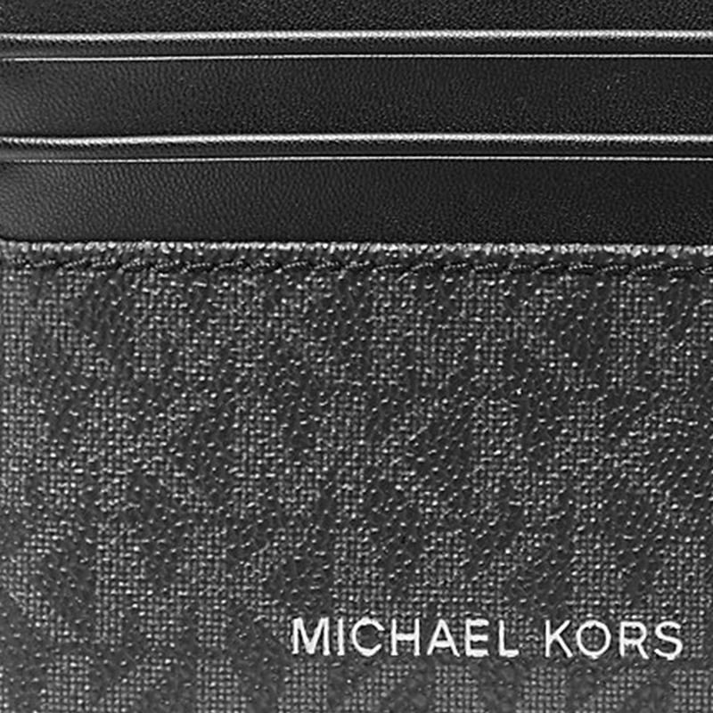 Michael Kors COOPER Logo Gun Metal-plated Hardware, Coated Canvas and Polyester and PU Card Holder, Same Style for Men and Women, Couple Model, Black