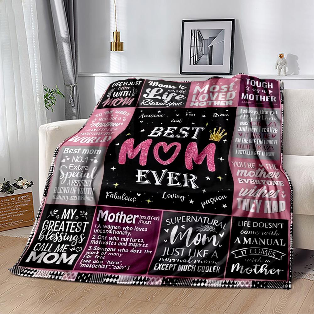 1pc Mom Quotes Blanket Comfortable Soft Lightweight Multi Purpose Blanket for Travel Camping Picnics Sofa Office Bed Living Room Gift for Friends