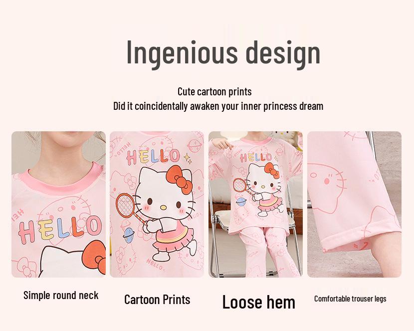 Spring & Autumn Cartoon Print Pajamas for Men & Girls – Light Homewear in Korean Style