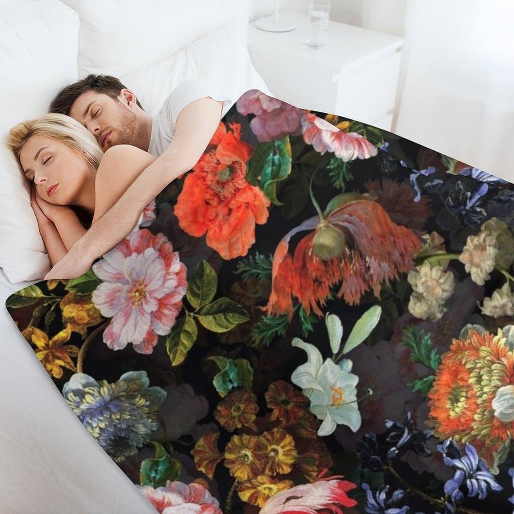 Antique Botanical Night Flower Botanical Night Garden I Throw Blanket Soft Thermal Summer Plaid Blankets