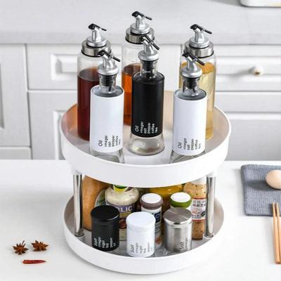Drehbarer Gewürzaufbewahrungsständer Gewürzdosen-Tablett Kosmetik-Organizer-Regale Wohnzimmer Platzsparend Haushalt Küchenaufbewahrungswerkzeug