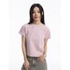 Pink Burnin* Solid Color Basic Short-Sleeve T-Shirt, Loose Short Style Women's Trendy Waist-Cinching Top