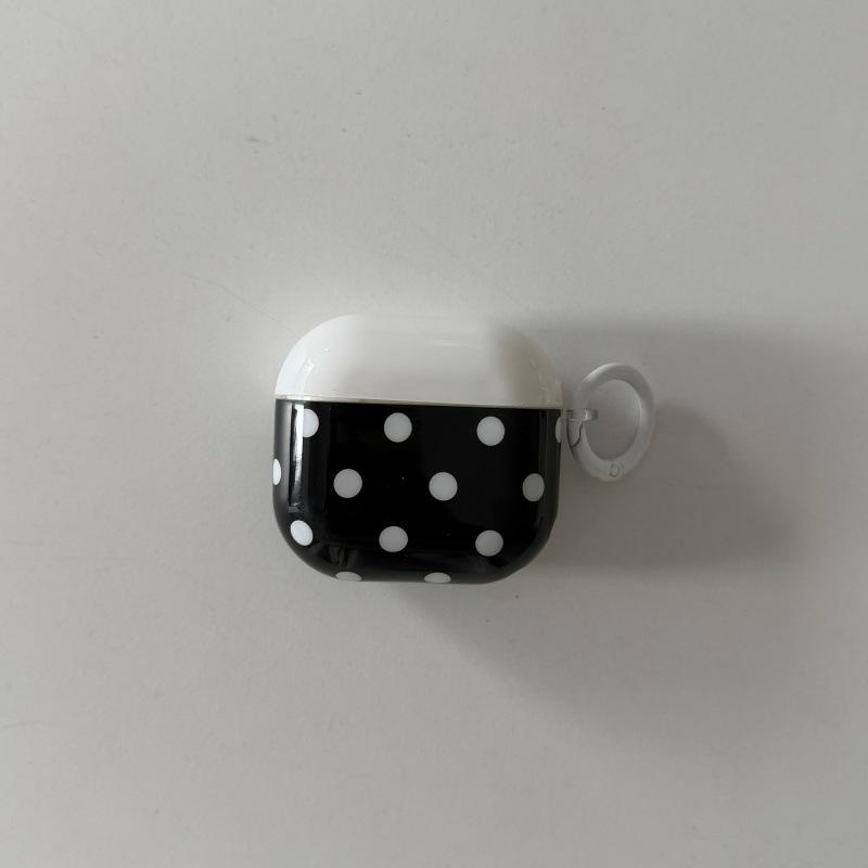 Black and White Polka Dot Stripes Are Suitable for Apple AirPods 1st Generation Protective Case Pro1 Bluetooth Headset Case Pro1 Generation Simple