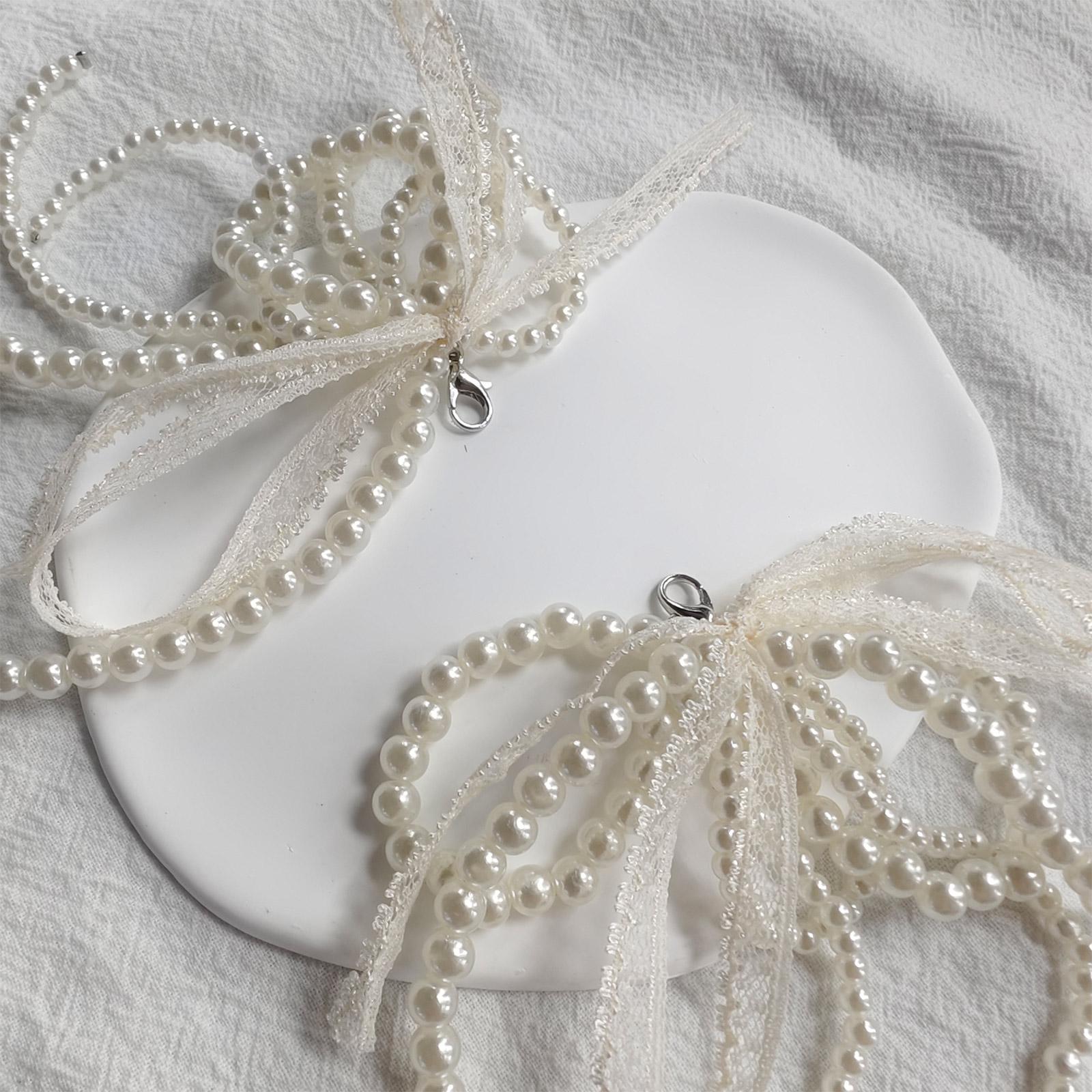 Жемчужный бант пряжка для обуви украшение милые кружевные банты брелок для ключей — фото 5