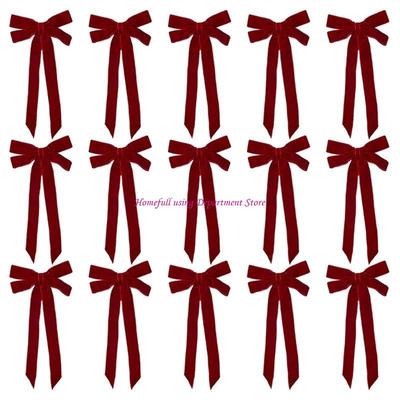 15Pieces Velvety Fabric Bowknots for Christmas Decors Holiday Party Wedding Decoration