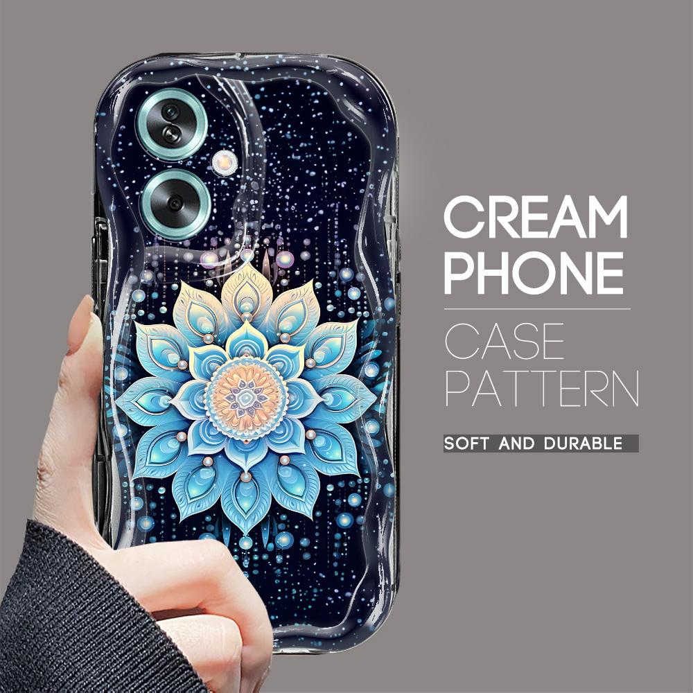 

Милый мультяшный узор, кремовая текстура, мягкий силиконовый чехол с волнистыми краями, чехол для телефона для OPPO Reno Realme Realme C63 чёрный