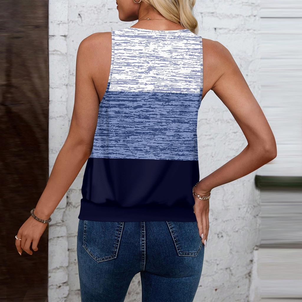 Tank Tops For Women Loose Fit Sleeveless V Neck Retro Printed T-Shirt Ladies Casual Summer Blouses