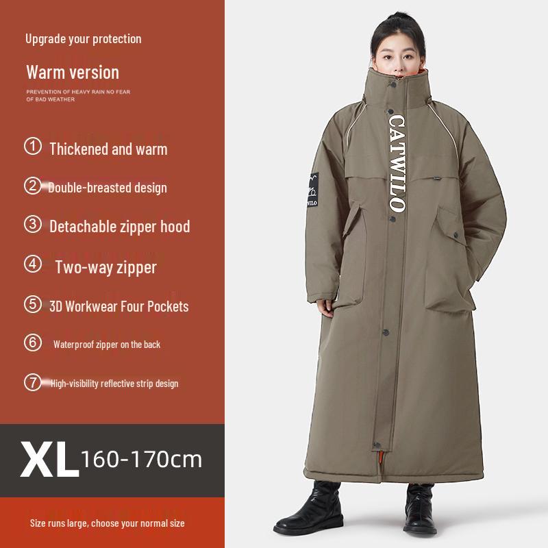 Electric Vehicle Winter Windshield Fleece-Lined Warm Coat for Bicycles & Motorcycles - Cold Weather Windproof Gear