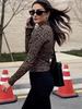 Spring Autumn New Fashion Sexy Slim Fit Long Sleeve Leopard Women's Coat