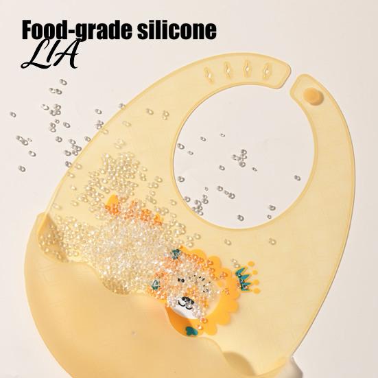 Adjustable Neck Bibs Silicone Baby Bib with Food Catcher Pocket, Waterproof Lightweight Easy Clean Babies Feeding Bib, Foldable for Infant Toddler