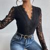YYFS Women's Fashion Casual Solid Color Print Spring Autumn Long Sleeve V-Neck Bodysuits