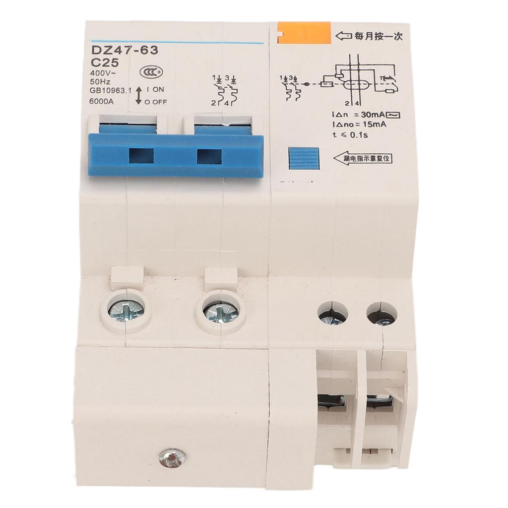 Miniature Circuit Breaker Pa66 Shell Modular Construction 2P Current Circuit Breaker Breaking Capacity 6000A 400V 25A