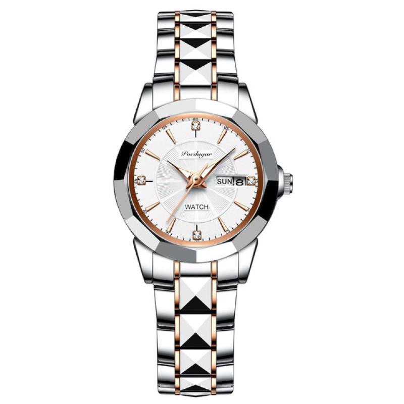 

Роскошные женские часы, модные повседневные светящиеся водонепроницаемые кварцевые женские часы из нержавеющей стали, деловые часы белый