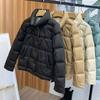 Autumn Winter Lightweight Puffer Jacket Women Long Sleeve Single Breasted Down Coat Short Parkas