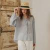 Peulaudeumali Pm_Soft Frill V-Neck Sheer Shirt_Blue