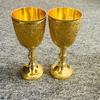 Royal Design Wine Cup Shiny Brass Goblet Glass, Engraved Glass Gift Birthday Gift