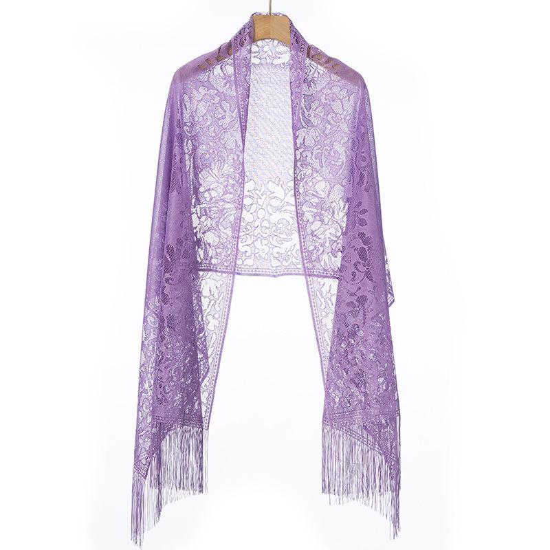 Damen Spitzenschal: Ein vielseitiges Oberbekleidungsstück für Frühling und Herbst mit Quasten, perfekt als Sommer-Seidenjacquard-Schal oder Ergänzung zu einem Cheongsam-Kleid.