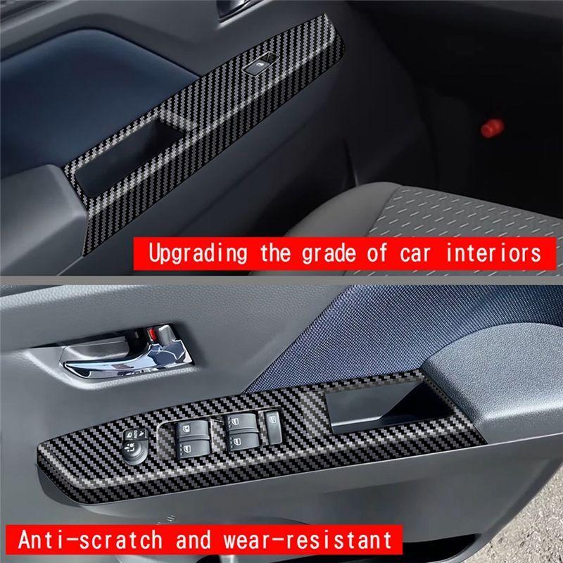 Car Window Switch Panel Trim Sticker Window Lift Control Panel Trim For Toyota ROOMY  Carbon Fiber
