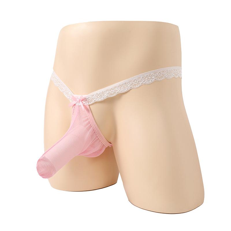 Men's elastic underwear lace all-inclusive leaking pp T-shaped four-corner sex underwear men's sex underwear