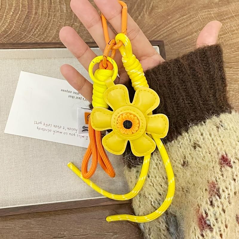 New Faux Leather Sunflower Bag Charms Fashionable Pendant Of Bag Braided Rope Woman Accessories Gift