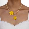 Bohemian White Flower Flat Snake Bone Chain Pendant Necklace for Women Elegant Gold OT Chain Necklace Jewelry Holiday Gift