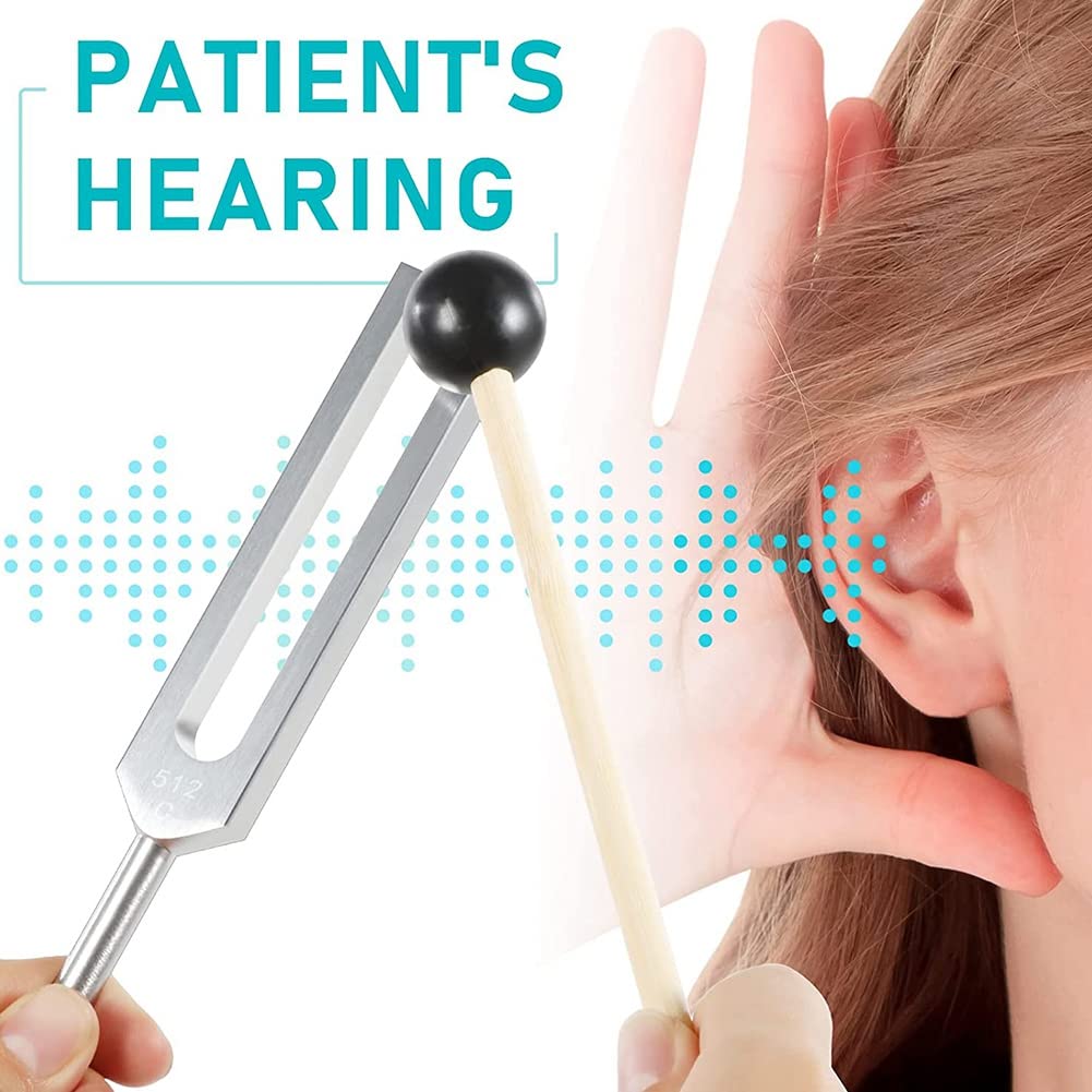 Ahvqevn 4 Pack Tuning Fork Set with Tuning Fork Hammer for Sound Sound Vibration Tools with Silver (128Hz, 256Hz, 512Hz) Base,