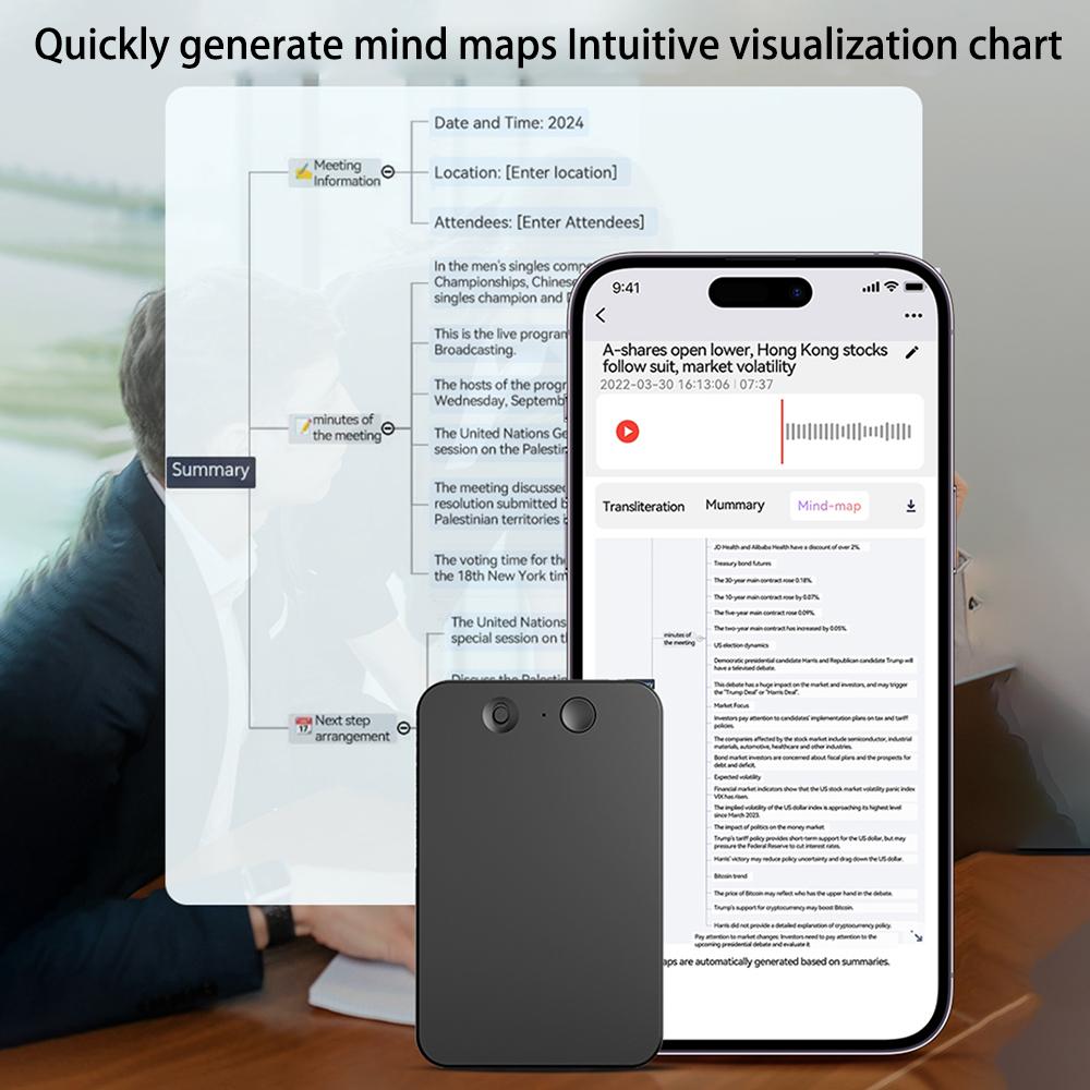 8-128gb Ai Chatgpt-4 App Phone Call Voice Recorder Smart Real Time Transcribe Summarize 58language Translation Audio Dictaphone