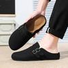 Lightweight Leather Half Shoes for Men Mules Backless Loafers Slippers Semi-Drag Casual Shoes Male Slides Outdoor Slip On Flats