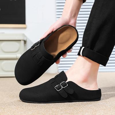 Leichte Leder Halbschuhe für Herren Pantoletten Offene Slipper Hausschuhe Halb-Slipper Freizeitschuhe Herren Pantoletten Outdoor Slip-On Ballerinas