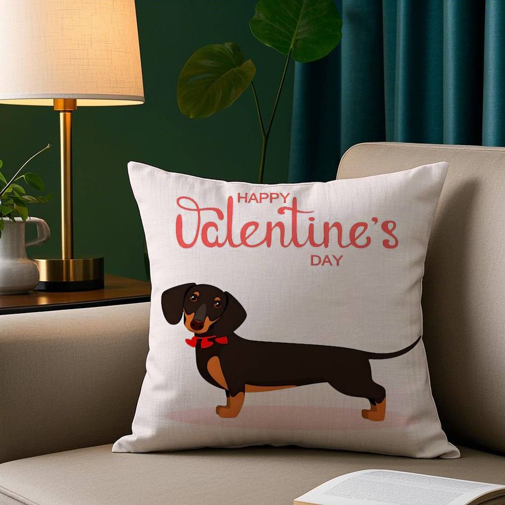 Cute Dachshund Dog Pillow Case Short Plush Print Cushion Cover Square Throw Pillow Covers Sofa Home Decor