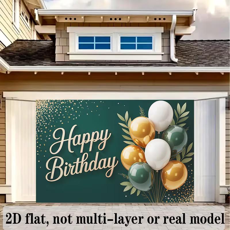 2D Minimalist Birthday Photography Backdrop with Neutral Green and Gold Theme