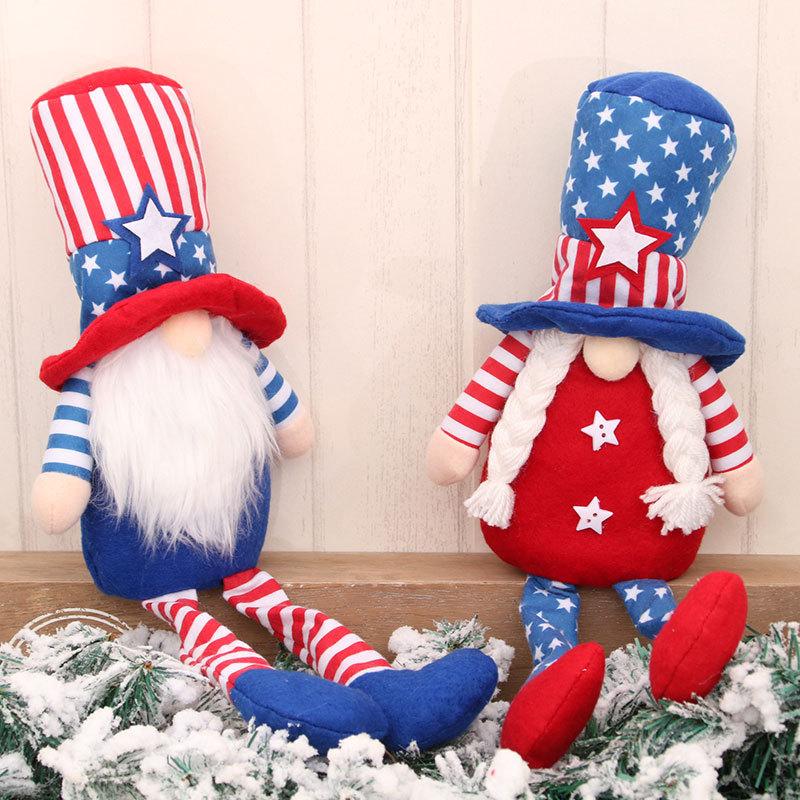 Große Unabhängigkeitstag Festival Beinpuppe Gesichtsloser Zwerg Stern Streifen Puppe