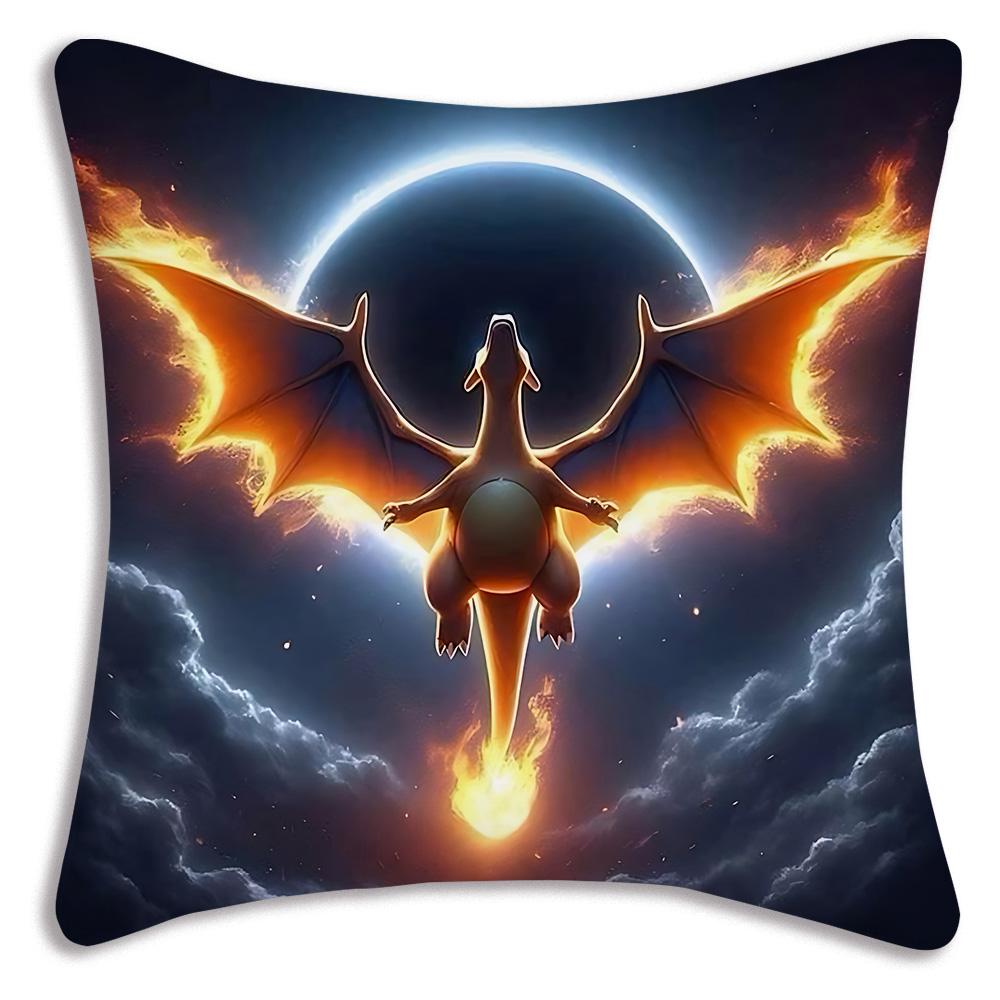 Pillow Covers Cartoon Charizards Sofa Decorative Home Double-Sided Printing Short Plush Cute Cushion Cover