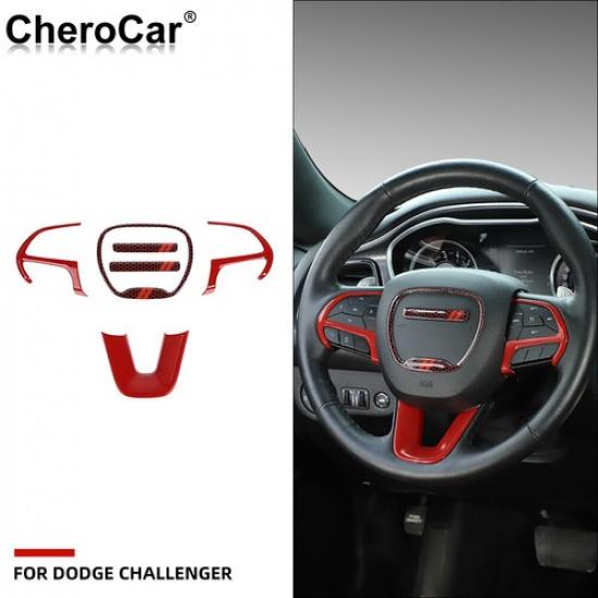 Lenkradabdeckung Zierrahmen für Challenger & Charger 2015 Aufwärts Rot Zubehör