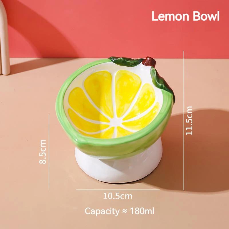 Six Fruit Designs Pet Feeding Bowls Cute Strawberry Apple Grape Peach Cearamics Cat Food Bowl Cat Feeder