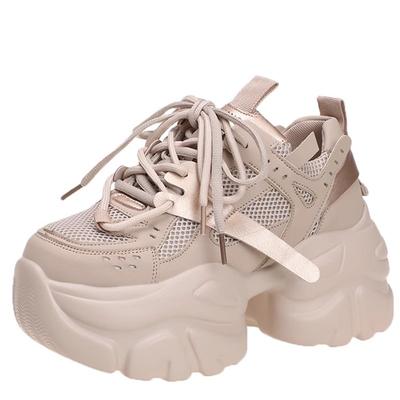 Breathable Sporty Casual Shoes Women's Autumn 2025 New Style Versatile Thick Base Increased Heel Sneakers Other Toe Shape
