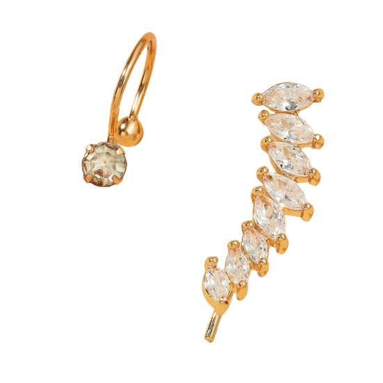 2 szt. kolczyki klipsowe w kształcie litery C, kryształki, damskie, sztuczne perły, geometria, gwiazdy, mankiety na uszy, biżuteria