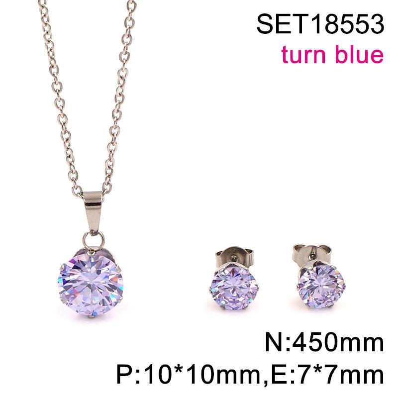 Popular in Europe and The United States, Round Color Zircon Titanium Steel Set, Versatile Exquisite Women's Collarbone Chain Earrings, Versatile 2026