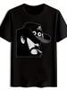 Black Pirate Captain Graphic T-shirt - Trendy Short Sleeve Crew Neck