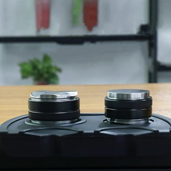 Coffee Distributor & Tamper Dual Head Coffee Leveler for Portafilter Adjustable Depth Professional Espresso Hand Tamper