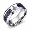 Rockyu Stainless Steel Silver Blue Black Carbon Fiber Band Ring 8mm Wide Freemason Symbol Men's Direct from Japan