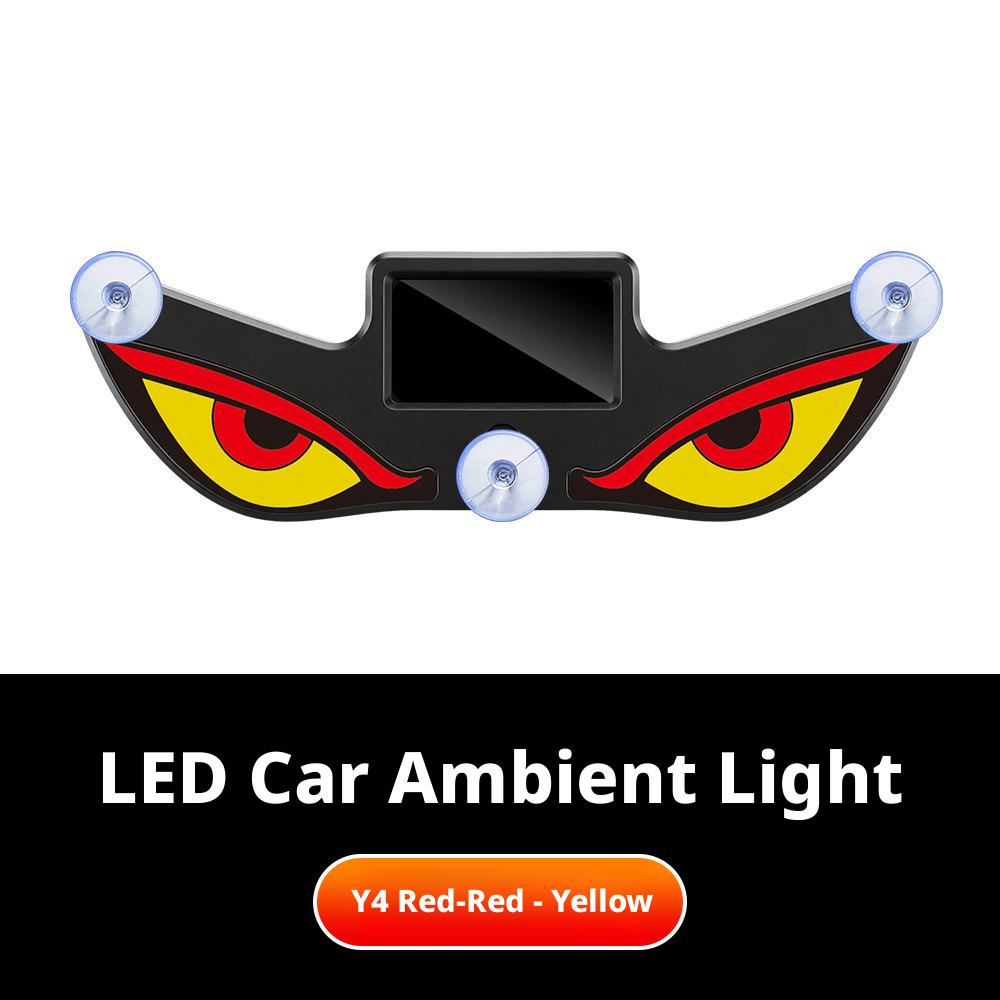 SEAMETAL Solarbetriebenes Auto-Neonlicht Kabellos Cool DÄMONENAUGE LED-Umgebungslicht Saugnapf USB-wiederaufladbar Atmosphäre Atmende Lampe Red red-Yellow black