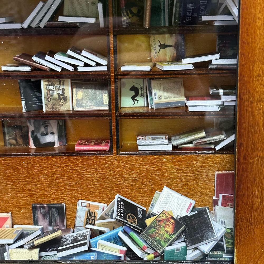 Mini Bookshelf Miniature Library Miniature Shake Away Your Anxiety Book Display Cabinet Bookcase Decoration Home Decor Gift