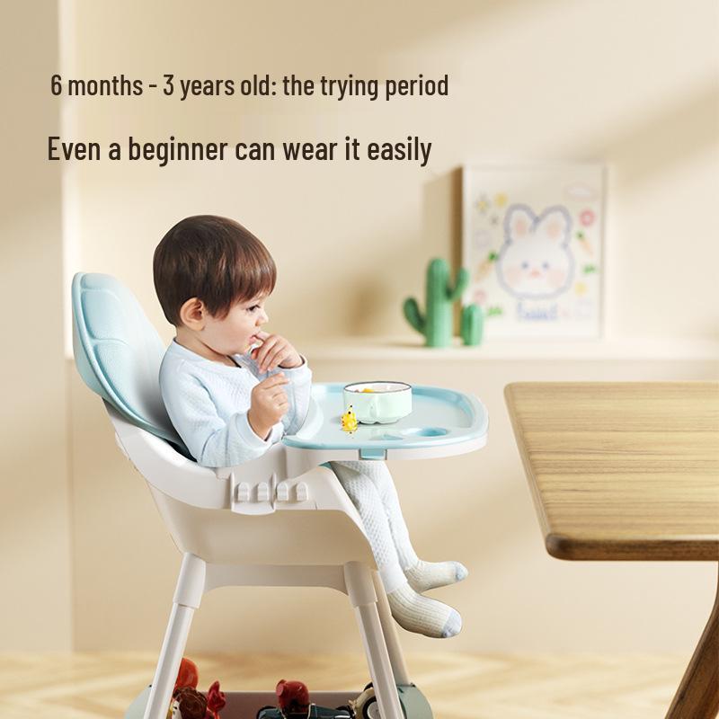 Adjustable Portable High Chair for Infants - Foldable Children's Dining Seat with Double Layer Tray