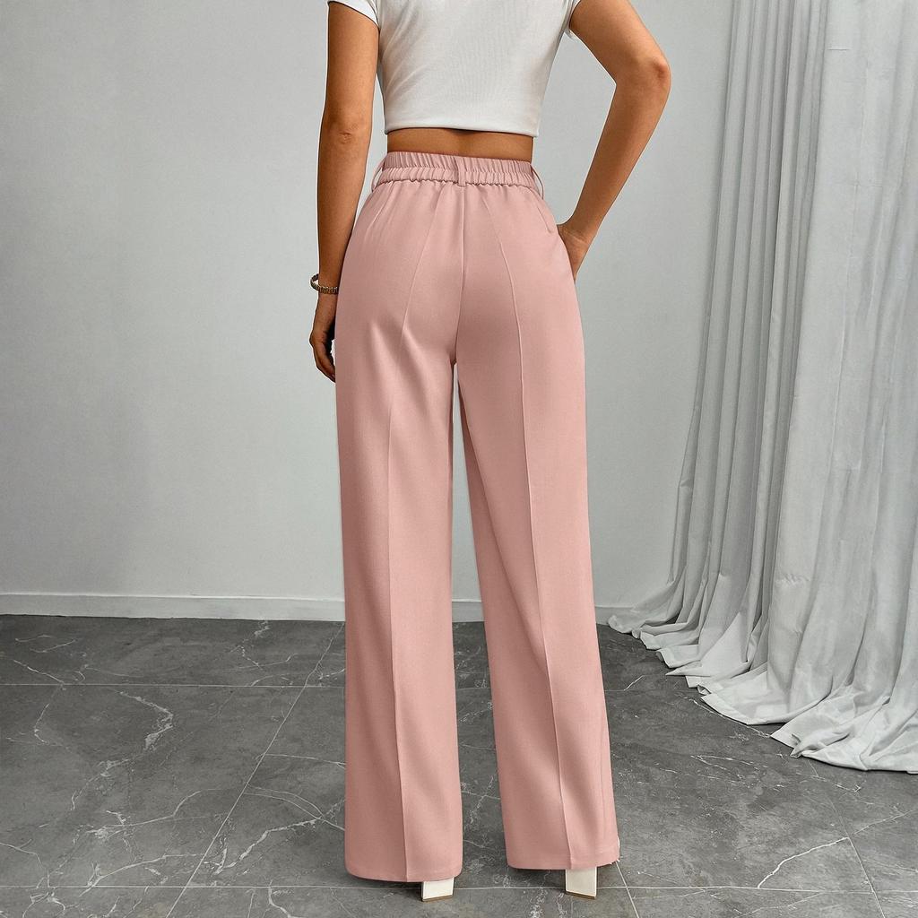 Women's Casual Business High-Waisted Loose Straight Wide-Leg Suit Pants