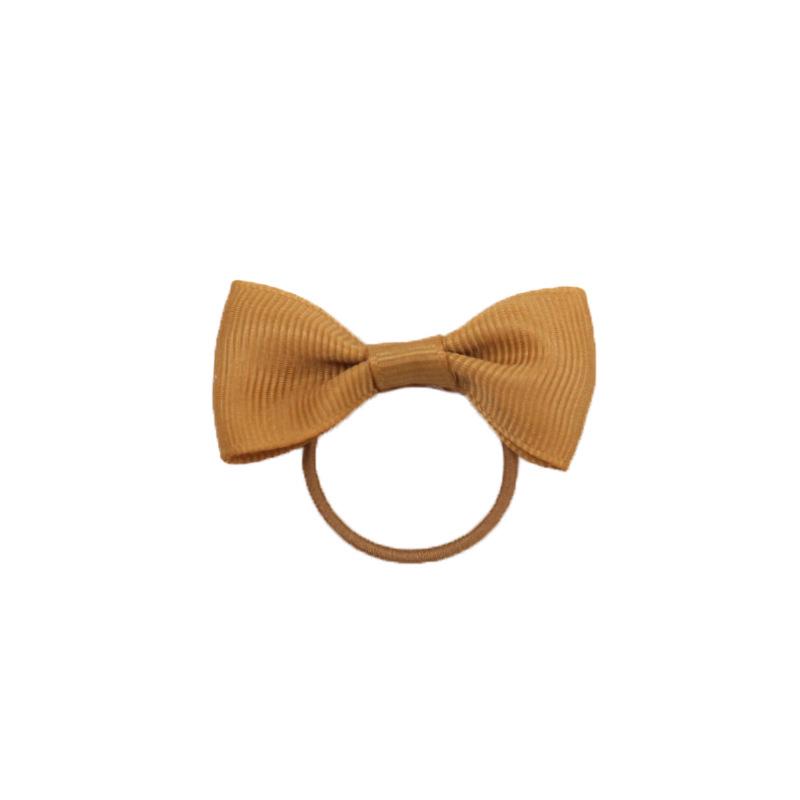 Children’s 2-inch Solid Color Ribbed Hair Tie with Bow – Girls' Flat Knot Elastic Hair Accessories