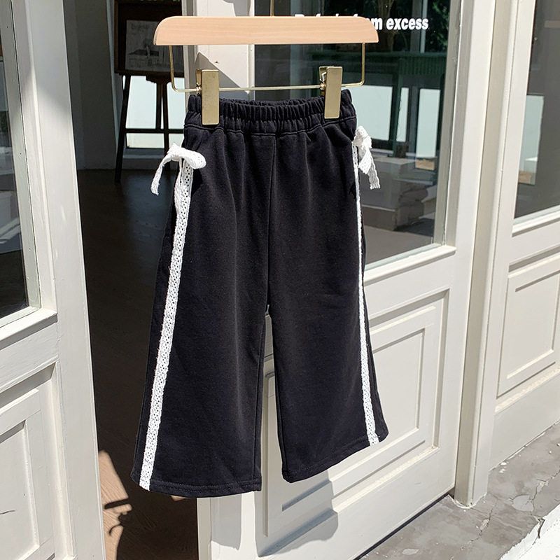 Girls' Pants 2025 Spring and Autumn Korean Style Casual Sports Pants Comfortable Sweatpants with Lace and Bow Stylish