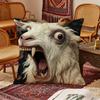 Spooky Goat Face 2D Cushion Cover Bedroom Living Room Sofa Christmas Decorations Soft Pillowcase With Zipper