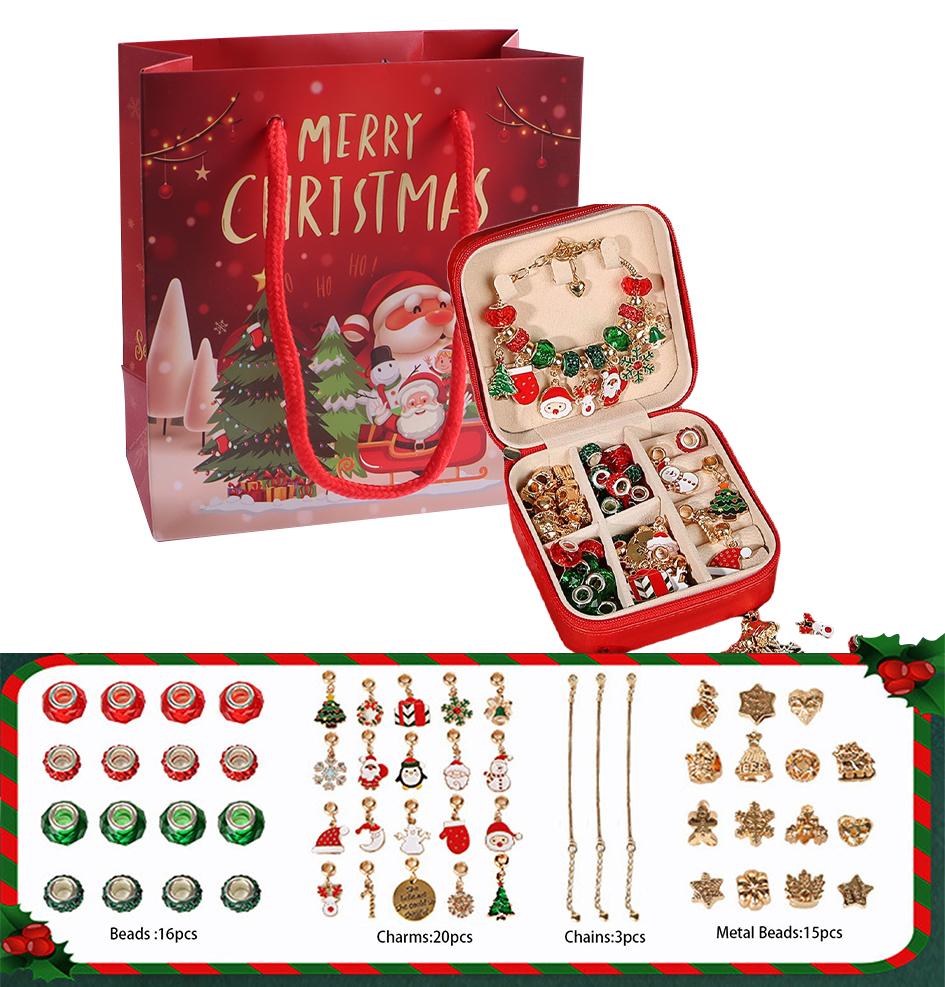 

54pcs Charm Bracelet Making Kit with Jewelry Box, Girls Beads for Making Kit with DIY for Birthday Valentine Gifts Christmas
