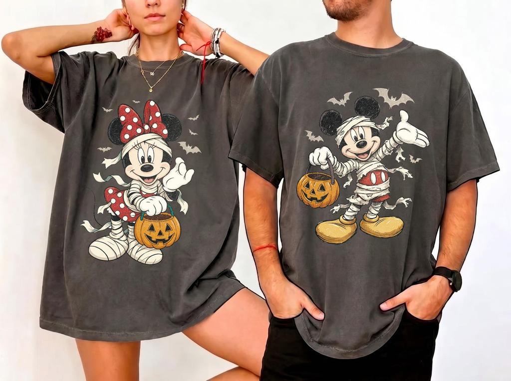 Comfort Colors Personalized Disney Halloween Family Shirts, Custom Disney Character Matching Shirt, Spooky Season Family Vacation Tee